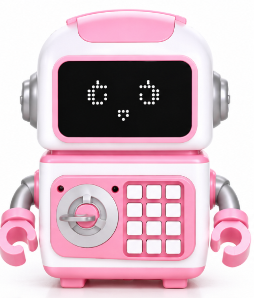 Pusculita interactiva pentru copii Robot Piggy Bank design robot cu ecran luminos